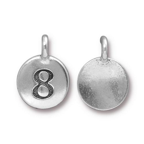 TierraCast Pewter Silver Plated Number Charm, 8