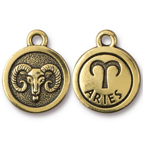 TierraCast Pewter Gold Plated Zodiac Charm, Aries