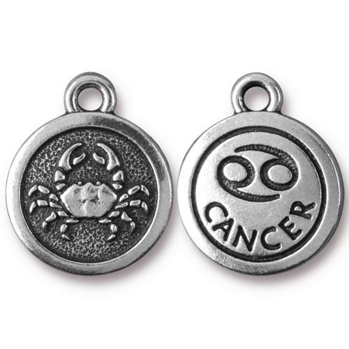 TierraCast Pewter Silver Plated Zodiac Charm, Cancer