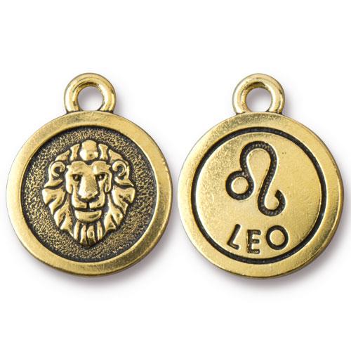 TierraCast Pewter Gold Plated Zodiac Charm, Leo
