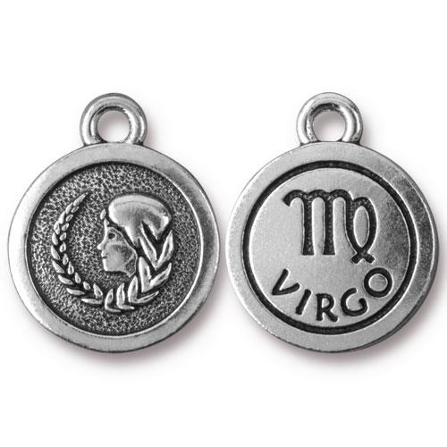 TierraCast Pewter Silver Plated Zodiac Charm, Virgo