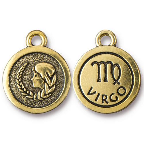 TierraCast Pewter Gold Plated Zodiac Charm, Virgo