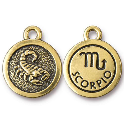 TierraCast Pewter Gold Plated Zodiac Charm, Scorpio