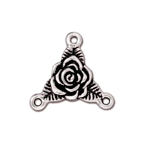 TierraCast Pewter Silver Plated Rose Trinity Link x1