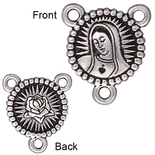 TierraCast Pewter Silver Plated Our Lady Rosary Link x1