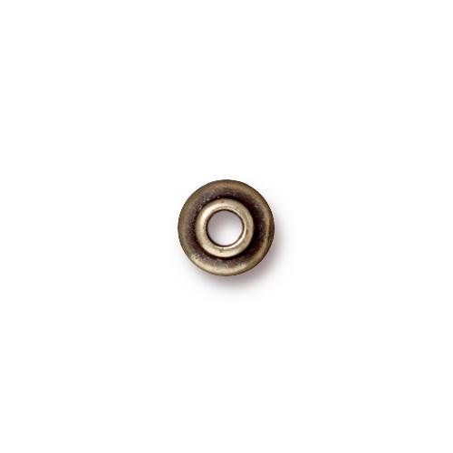 TierraCast Pewter Brass Oxide 7mm Classic Bead Cap, Large Hole x1