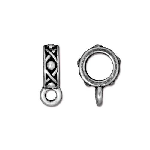 TierraCast Legend Slider Bail (6mm Hole Bead) Antiqued Silver Plated x1