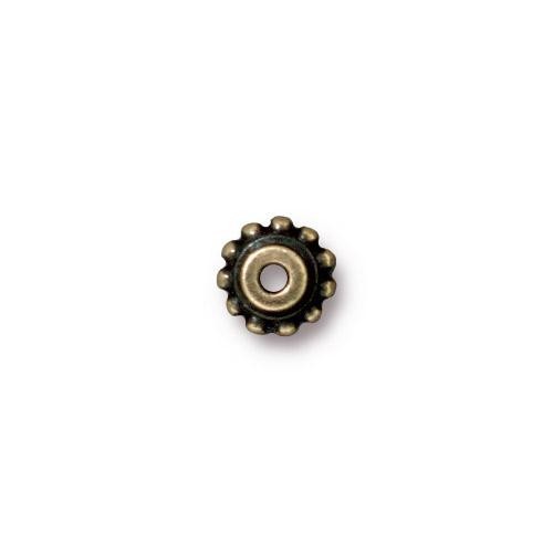 TierraCast BeadAligners™ 7mm Beaded (4mm Peg) Brass Oxide Bead Aligner x1