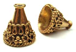 BALI Gold Vermeil 14m Antiqued Squiggle Design Cone