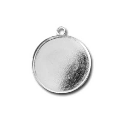 Sterling Silver 15mm Round Bezel Charm Setting x1