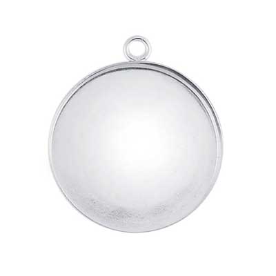 Sterling Silver 18mm Round Bezel Mount Setting with ring x1