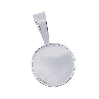 Sterling Silver 12mm Round Bezel Mount Pendant Setting with bail x1
