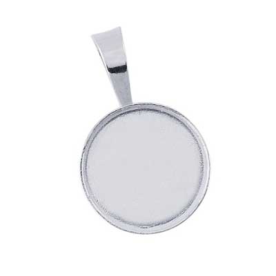 Sterling Silver 16mm Round Bezel Mount Pendant Setting with bail x1