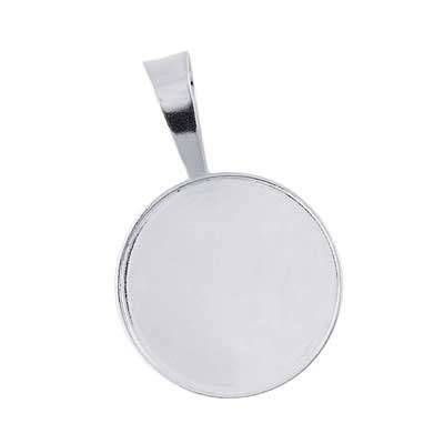 Sterling Silver 20mm Round Bezel Mount Pendant Setting with bail x1