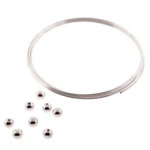 Silver Memory Wire with End Ball Caps, Basic Elements by Beadsmith (2.25 inch, 5mm ball)