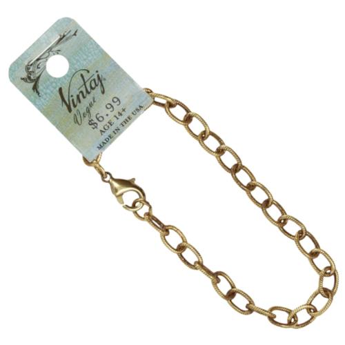 Vintaj Vogue Solid Brass Etched Cable Chain 6.5 x 9.5mm (open link) 8 inch Bracelet