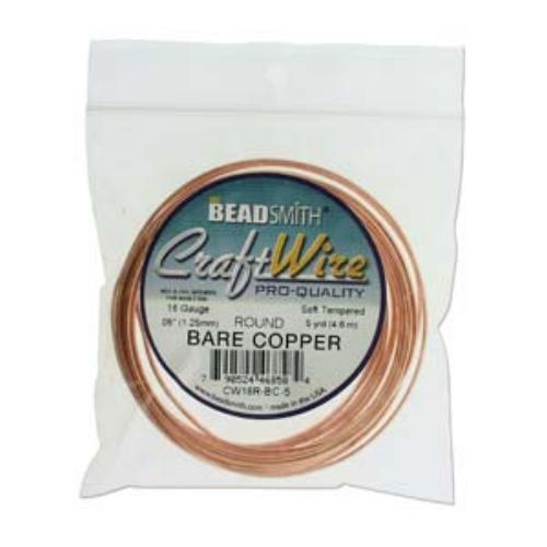 Beadsmith Jewellery Wire 16ga Bare Copper per 5yd Coil