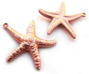 Pure 100% Copper 20mm Starfish Double-sided Charm Pendant x1