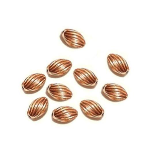 Pure 100% Copper 3x5mm Oval Corrugated Beads x20