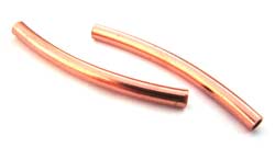 Pure 100% COPPER 24x2mm Curved Tube Bar Bead x2 pc