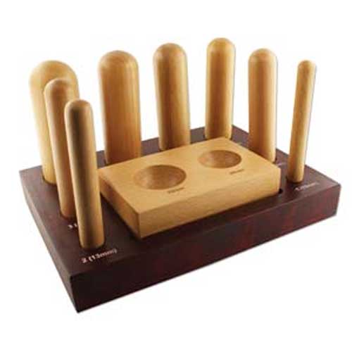 Wooden Dapping Block & 8 Punches Set, Jewellery Making Tools