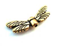 TierraCast Pewter 22kt Gold Plated 20mm Dragonfly Wing Bead x1 