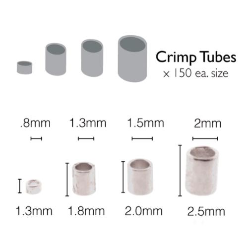 Silver Crimp Tube Beads Assort Size 0.8mm 1.3mm 1.5mm 2mm, 600 approx Basic Elements by Beadsmith