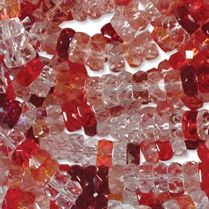 Czech Glass Fire Polished beads - 6/3mm Rondelle Strawberry Field x60