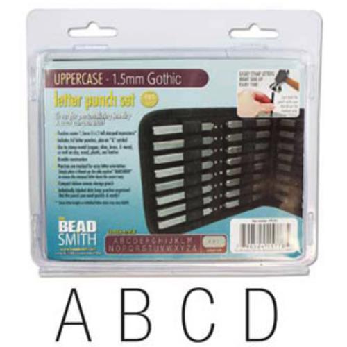 Beadsmith Gothic Alphabet Upper Case Letter 1.5mm 1/16 Stamping Punch Set