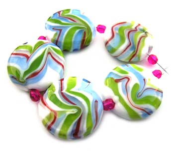 Cool and Groovy Set of 5 Artisan Glass Lampwork Beads ~ Ian Williams