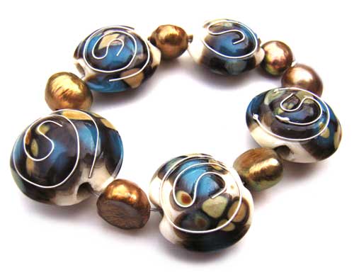 SOLD - Artisan Glass Lampwork Beads ~ Druid's Silver Set