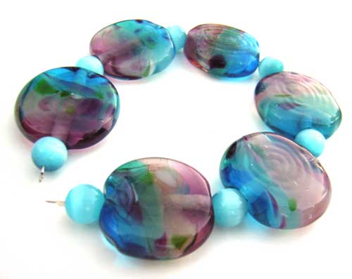 SOLD - Artisan Glass Lampwork Beads ~ Monet's Waterlily Garden ~ Ian Williams