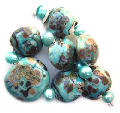 SOLD - Artisan Glass Lampwork Beads ~ Turquoise Dream ~ Ian Williams