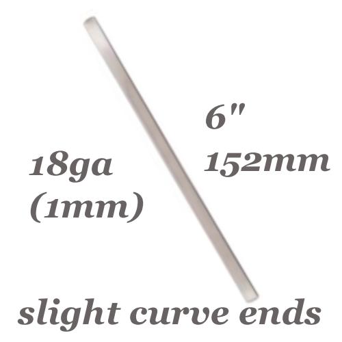 Nickel Curved End Cuff Bangle Bracelet 18ga Stamping Blank 6x152mm x1
