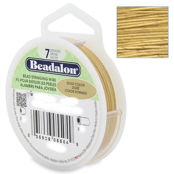 Beadalon Stringing Wire 7 Strands .012 (.30mm) 30 ft/9.2m Gold Colour Metallic