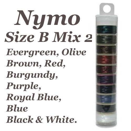 Nymo Beading Thread x10 Mixed Style 2, B, 72 yds