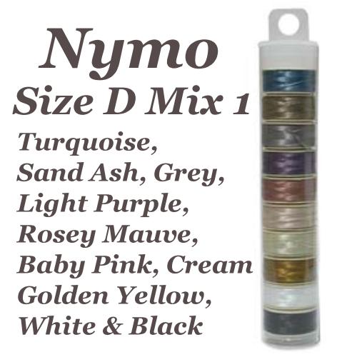 Nymo Beading Thread x10 Mixed Style 1, D, 64 yds