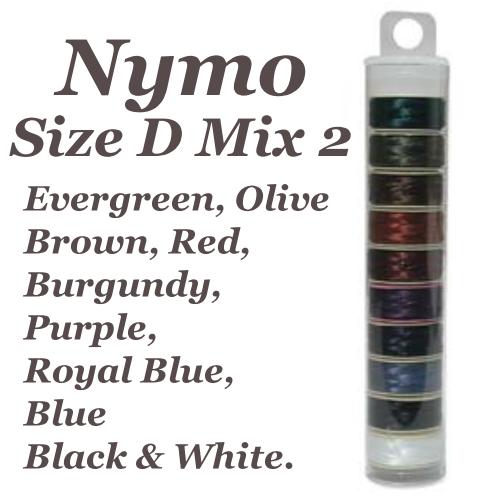 Nymo Beading Thread x10 Mixed Style 2, D, 64 yds