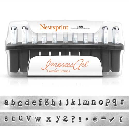 Premium Newsprint Alphabet Lower Case Letter 3mm 1/8 Stamping Set - ImpressArt