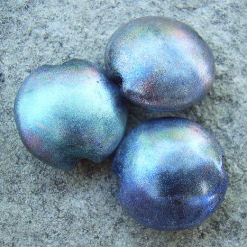 Heavy Metal Shimmer 18mm Lentil Handmade Artisan Glass Lampwork Beads - By the Bead, (Made to Order)