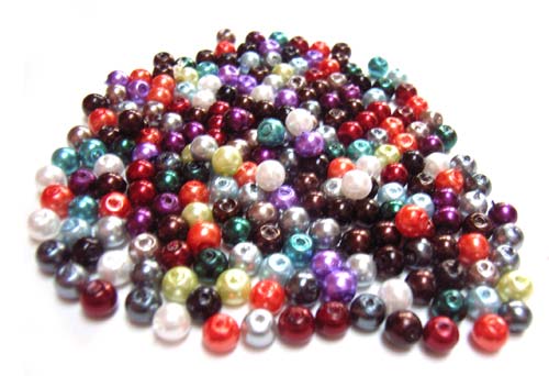 Faux Pearls 4mm Glass Beads 20 gram Soup Mix