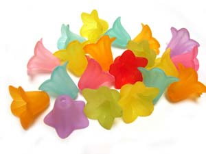 Lucite Flowers 12x17mm Daffodil Frosted Bead 13g (x50pc approx) Soup Mix