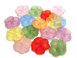 Lucite Flowers 22x20x5.5mm Pansy Frosted Bead 14.5g Soup Mix