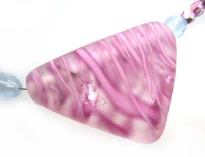 Pink Filigrana Triangle - Ian Williams Artisan Glass Lampwork Beads with Focal Pendant (11 beads)