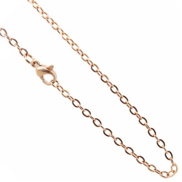Stainless Steel **mm Cable Chain Necklace 20 inch (51cm) Rose Gold x1