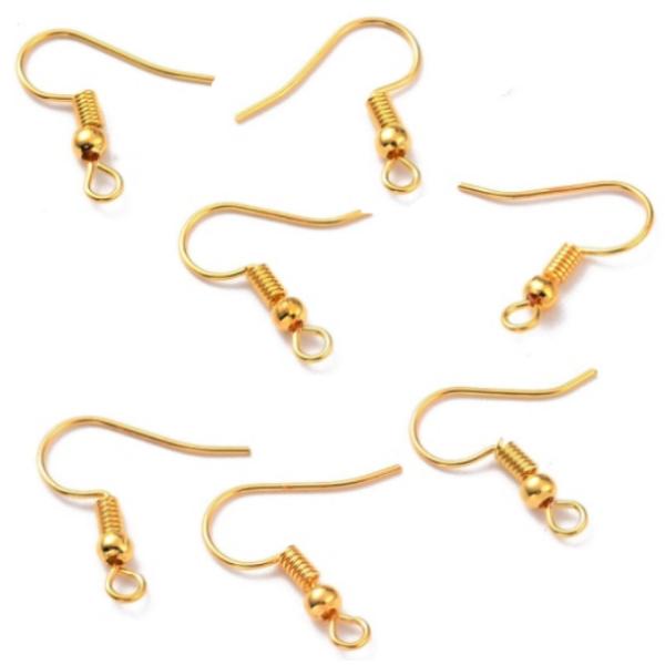 Earring Fish Hooks Ball & Coil 19x18mm Gold x100 pieces (50 pairs)
