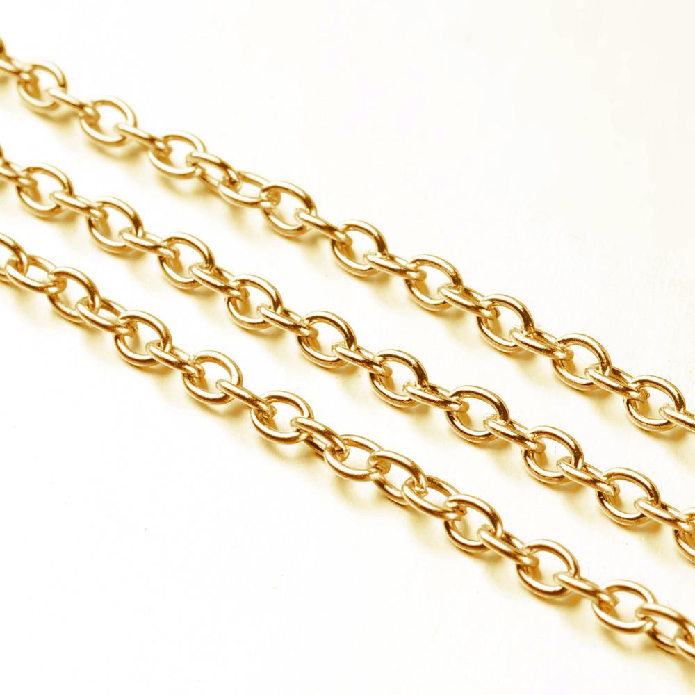 Cable Necklace Chain Link 4x3mm Open Link Non Soldered, Gold x500cm