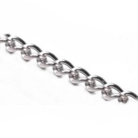 Twisted Curb Necklace Chain 5x3mm Open Link Non Soldered, Platinum Silver nf x500cm