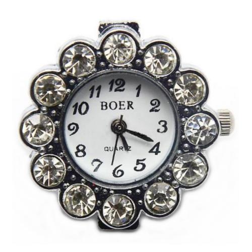 Boer Flower Watch Face for Beading Silver Rhinestone Crystals Clear (D04)