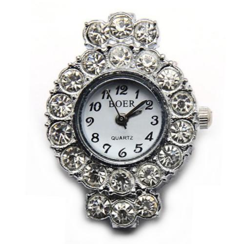 Boer Round (fancy bail) Watch Face for Beading Silver Rhinestone Crystals Clear (D06)